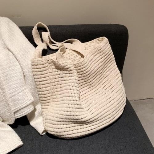 New Soft Wool Solid Color Big Tote for Women 2021 Winter Sweet Luxury Ladies Handbags and Purses Designer Shopping Shoulder Bags