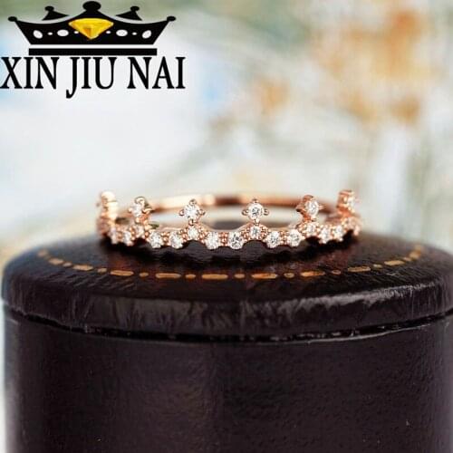 2020 New Arrival Crown 18K Rose Gold Ring Fashion Classic Micro-inlaid Rhinestone Zircon Ring 925anillos Silver Princess Dream