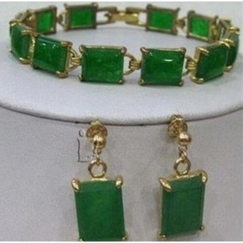 New Green Jades bracelet earrings set