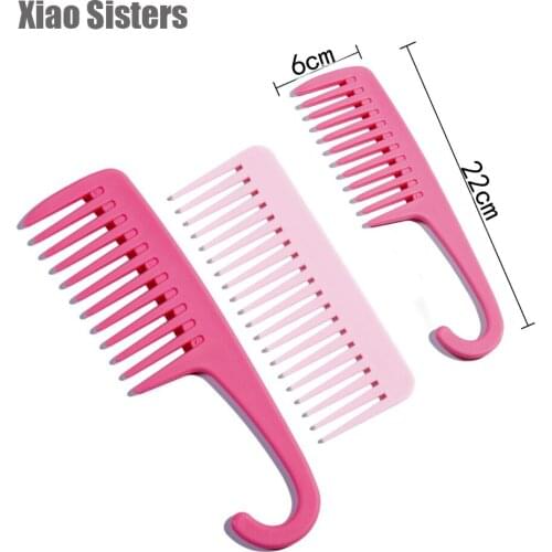 Pink Wide Teeth Hairdressing Comb Transparent Hair Wig Comb For Hairstyling Detangle Big Hair Comb Ideal For Long Hair Smooth