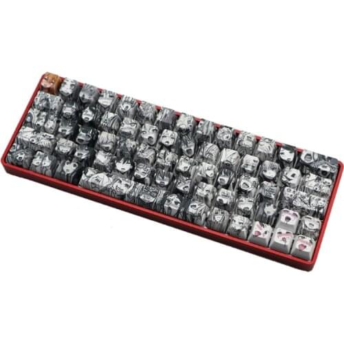 PBT 71 key Ahegao Keycap Dye Sublimation OEM Anime for GK61 GK64 Keyboard Keycap P9YA