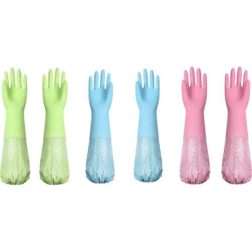 Dishwashing Gloves Fleece Lined Restricted Opening Gloves Waterproof Kitchen Durable Thickened Rubber Latex Winter Gloves