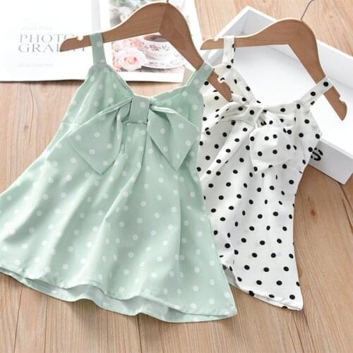 Dot Printed Dress for Baby Girl 2021 Fashion Summer Clothing Spaghetti Strap A-Line Dress V-Neck Sleeveless Mini Dress for Kids
