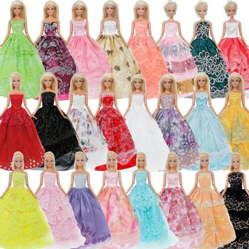 Random 5 Pcs Handmade Dress Wedding Party Gown Princess Skirt Clothes For Barbie Doll Accessories Dollhouse Baby Kids Toy Set
