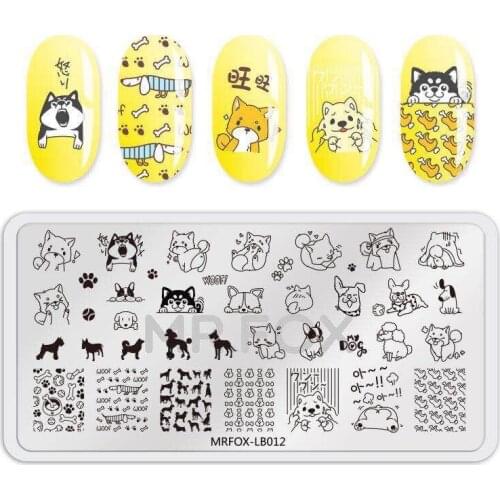 Cute Animal Image Design Rectangle Nail Stamping Plate Flower Feather Stamp Template DIY Printing Stainless Steel Tools