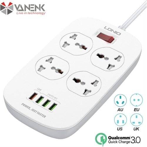 QC 3.0 USB Power Extension Board With Fast Charger Electrical Universal Socket Outlets Extender Lead Cord Travel Adapter Plug