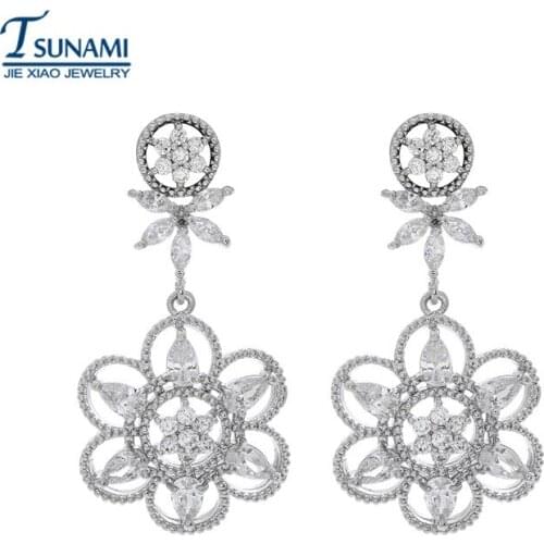 Luxurious AAA zircon flower zircon earrings Female wedding multicolor ER030 zircon earring