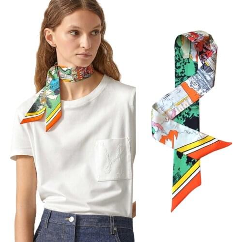 Fashion Print 100% Silk Neck Head Hair Scarf Wraps Summer Beach Bag Hat Scarves