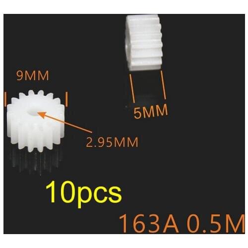 10Pcs 0.5M 16T 163A Spindle Gear 3mm*9mm Plastic Pinion For DIY Model RC Car Toys Technology Model Making Parts