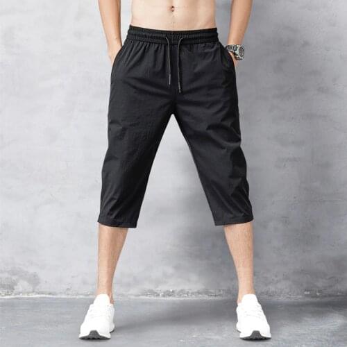 Male Bermuda Board Quick Drying Beach Black Mens Long Shorts Mens Shorts Summer Breeches 2021 Thin Nylon 3/4 Length Trousers
