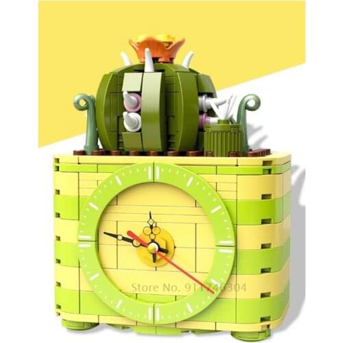 2021 New Creator Owl Windmill House Rose Cactus Amusement Park With Motor Clock Building Block Gift Toy