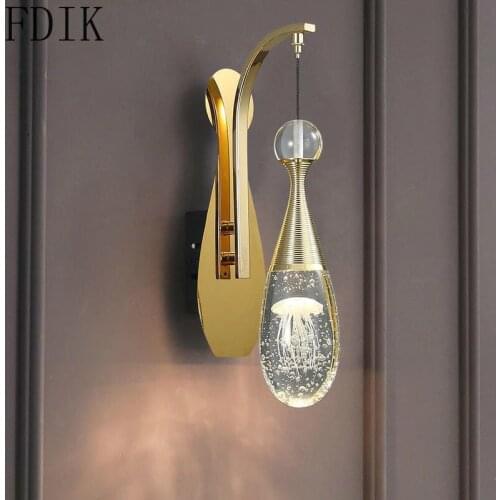 New Modern Crystal Wall Lamp Jellyfish Single/double Head Wall Light for Aisle Corridor Bedroom Living Room Home Decor Lighting