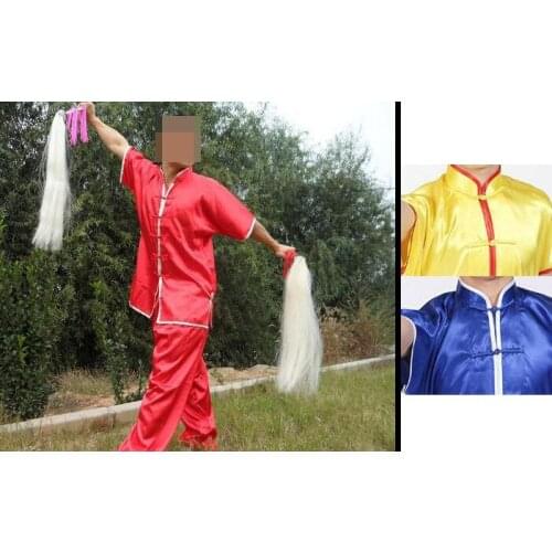 3color Unisex Kids&Adult Kung fu/tai chi/martial arts uniforms taiji suits short-sleeve clothing sets Summer red/yellow/blue