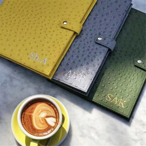 XMESSUN Customized Files Folders Laptop Bag Embrossed Ostrich Leather Document Holder For Macbook Air Pro 13 inch Trendy Bag ins