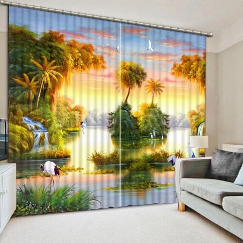 High quality custom 3d curtain fabric painting curtains 3D Curtain Luxury Blackout Window Curtain Living Room