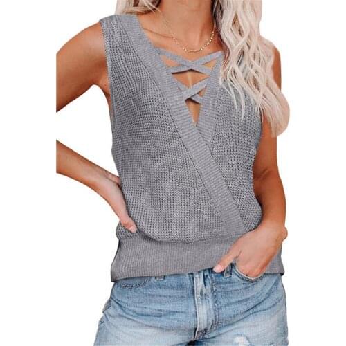 Sexy Hollow Out Knitted Tshirts For Women Lady Summer New Solid Sleeveless Casual Street Basic Tops Tees