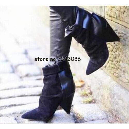 Suede Leather Pointed Toe Fashion Short Boots Street Style High Heels Lady Shoes Spring Autumn Ankle Boots Shoes Free Shipping