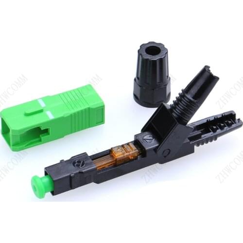 ZHWCOMM 100pcs High Quality SC APC Single Mode Fiber Optic Quick Fast Connector FTTH Cold Connector Free shipping