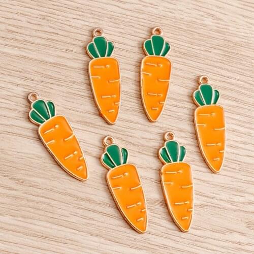 10pcs 11*35mm Enamel Carrot Charms for Jewelry Making Trendy Vegetables Charms Pendants DIY Necklaces Earrings Supplies Crafting