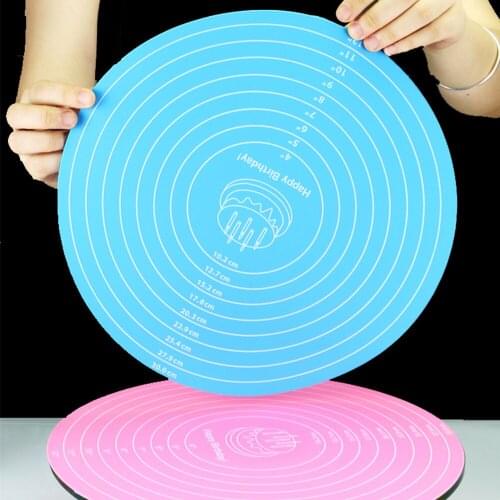 12 Inches Confectionery and Pastry Accessories Multi-function Cooking Pad Round Silicone Size Mark Placemat Cake Mat Baking Tool