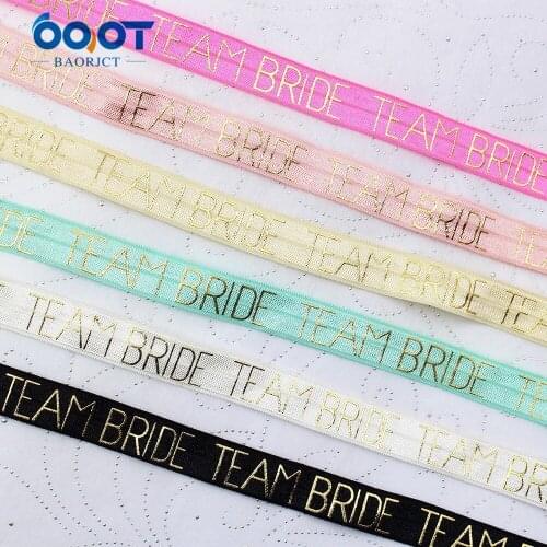 16mm,10yards Hot gold team bride Elastic Foldover Elastics Stretch Hair Ties Headbands for Baby Girls Hair Bow,E-20508-999