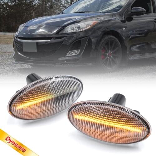 2pcs Sequential Amber Led Side Marker Indicator Light Turn Signal Lamp for 04-11 Mazda 3 Mazdaspeed3 BK BL M2 M3 M5 M6 MPV BT-50