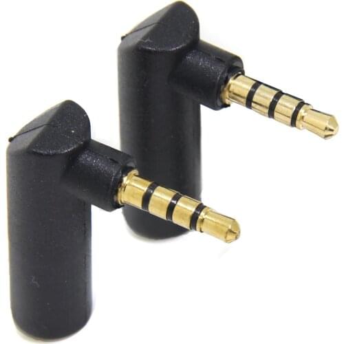2-Pack 1/8" 3.5mm TRRS Male to Female Right-Angle Headphone Earphone Microphone Audio Video Adapter Converter