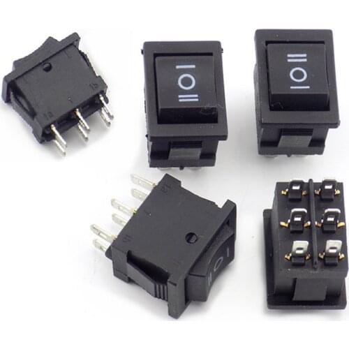 5pcs Rocker Switch 6 Pins Power Switch Button On-Off-On Wall Lamp Light Switch AC 250V 6A/AC 125V 10A Push Button Switch 21*15mm