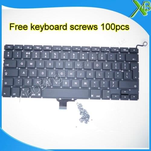 5PCS---Brand New For MacBook Pro 13.3" A1278 UK keyboard+100pcs keyboard screws 2008-2012 Years