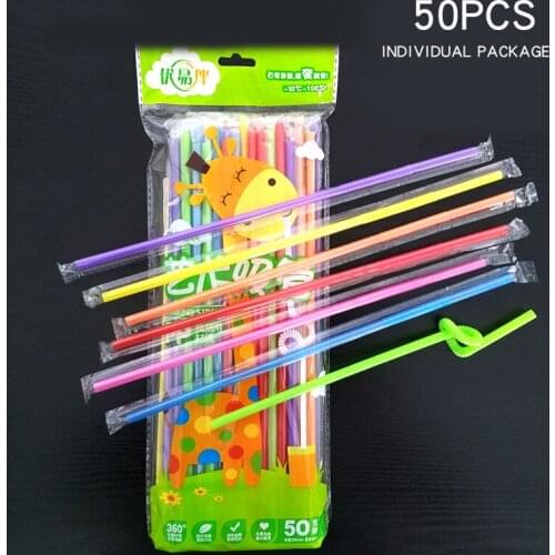 50pcs Disposable color art straw drink juice fruit juice Coke creative style straws environmental protection plastic party Home