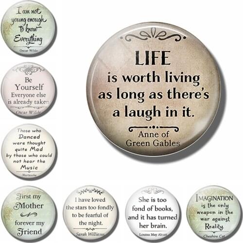 Anne of Green Gables Quote Glass Cabochon Magnetic Refrigerator Stickers Letter 30MM Fridge Magnet Note Holder Cute Home Decor