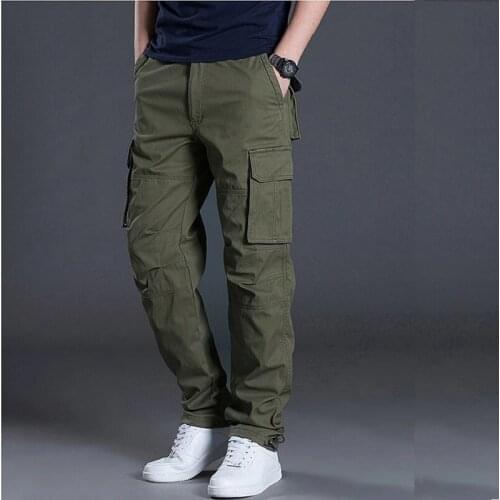 Mens Cargo Pants Mens Casual Multi Pockets Military Large Size Tactical Pants Men Outwear Army Straight Slacks Long Trousers