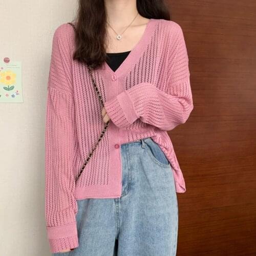 Cheap wholesale 2021 spring summer autumn new fashion casual warm nice women Sweater woman female OL purple cardigan BAt233H