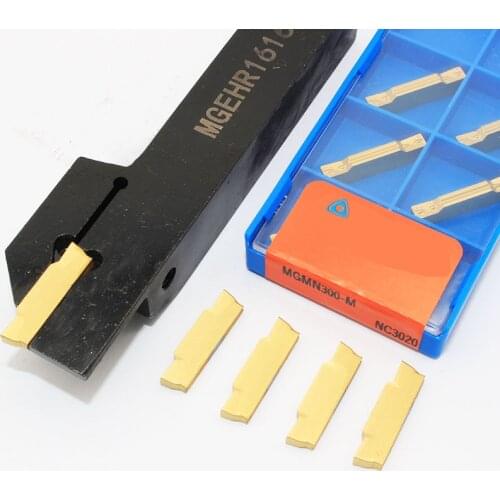 1PC MGEHR1616-3 holder MGEHR grooving +10PCS MGMN300 M NC3020 CNC Carbide Inserts Lathe Insert for Turning Tool+1pc Wrench
