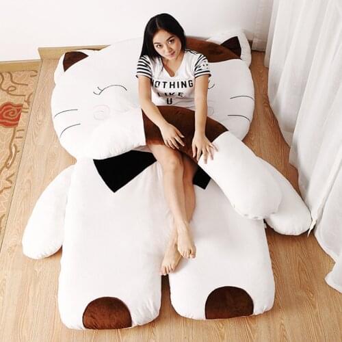 Fancytrader Soft Cartoon Cat Beanbag Giant Stuffed Animals Cats Plush Tatami Sofa Bed for Children and Adult