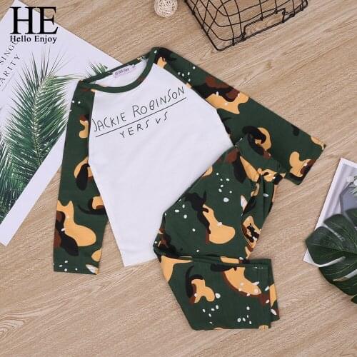HE Hello Enjoy Toddler Boys Clothes Sets Autumn Kids Tracksuit Clothing Long Sleeve Print Camouflage Sweatshirt+Pant Boy Sets
