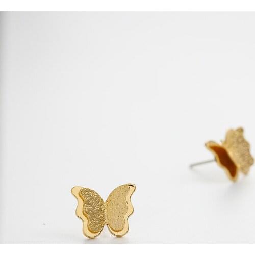 Custom minimalist cute fine jewelry real 1 miles gold plated butterfly charms stud earrings