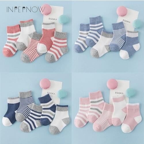 INPEPNOW 5 Pair/lot Baby Boy Striped Socks Soft Cotton Infant Socks Cute Cartoon Pattern Kids Socks Winter For Girl WZ-CZX53