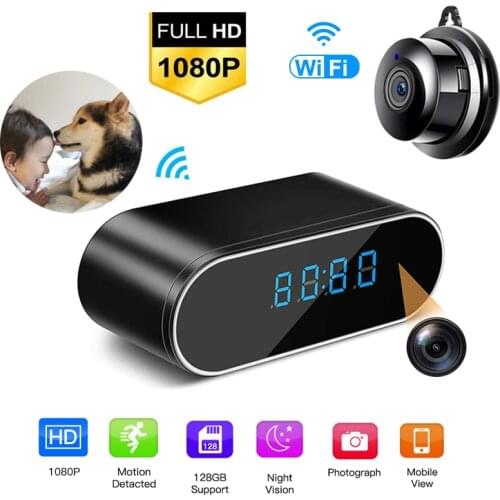 HD 1080P Clock WiFi Camera Mini IP P2P Surveillance camera Infrared Night Vision Alarm Motion Remote CCTV Camera pk sq11 Camera