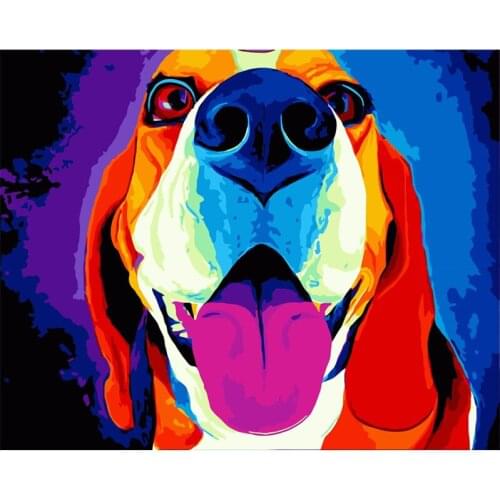 Painting By Number DIY Dropshipping big size Tongue cute color dog Animal Canvas Room Decoration Art picture Child Gift