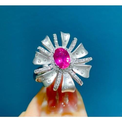 LR515 Solid 18K White Gold Nature Padparadscha Pink Sapphire 1.02ct Rings for Women Fine Jewelry Presents