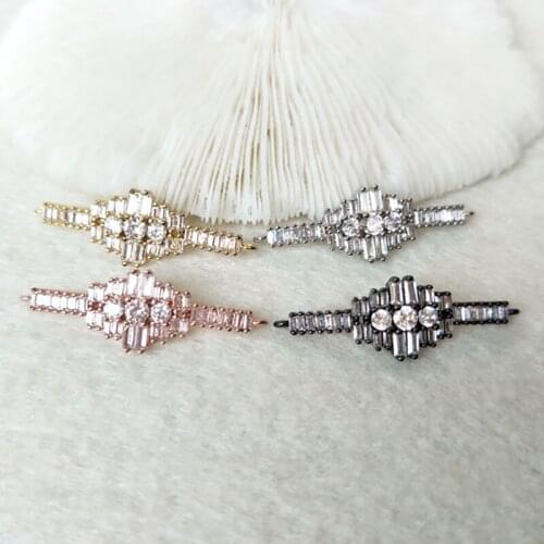 10 Pieces CZ zircon Micro Pave Connector,Double Bails Beads Charm,DIY Bracelet necklace Jewelry Finding CT299