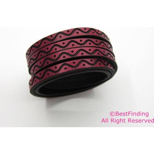 Leather strips 5mm Hot press Lace Wine red Flat leather cord