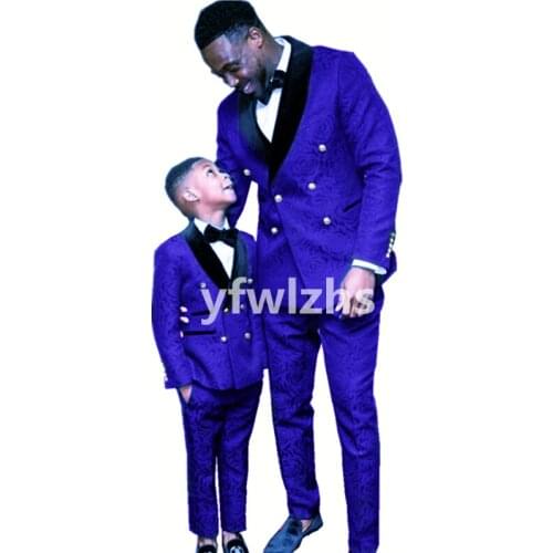 Handsome Embossing Groomsmen Double-Breasted Groom Tuxedos Wedding Dress Men Suits Blazer Prom Dinner (Jacket+Pants+Tie) K585