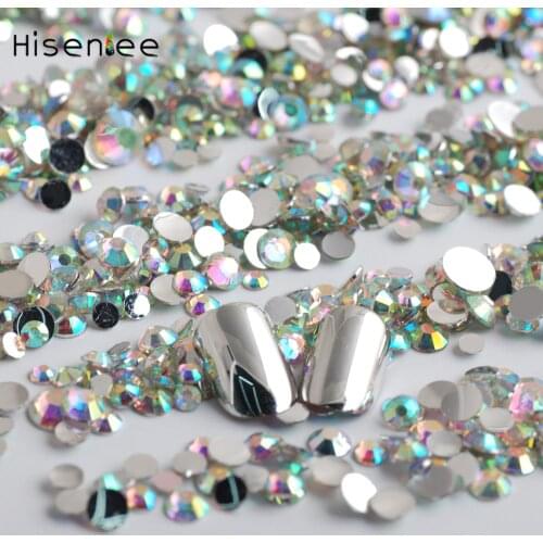 Nail Salon High Quality Resin Material Resin material Flatback Round Rhinestone 2-6.5MM Mixing Sizes For Clothes Decor Strass