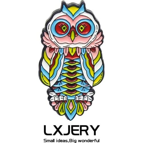 LXJERY Cartoon Cute Owl Pins Badge On Backpack Funny Brooch Pins For Clothes Broche For Women Girl Schoolbag
