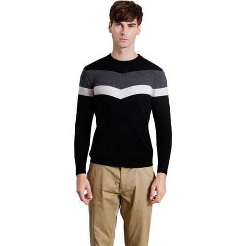 ZHILI Mens Autumn Winter Round Neck Knit Cashmere Sweater
