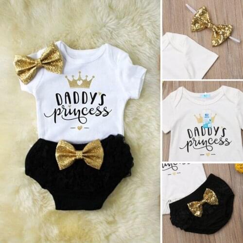 Pudcoco Girl Set 0-18M US Stock 3PCS Newborn Baby Girl Outfit Clothes Tops Romper+Tutu Shorts Pants Set