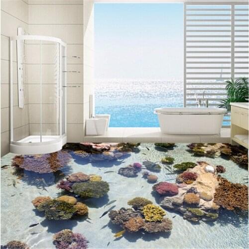 Beibehang Custom 3D flooring wall paper underwater world 3d floor bedroom bathroom mural waterproof self-adhesive wallpaper