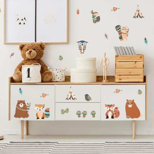 Funlife Cartoon Animal Wall Stickers,Fox Bear Elk Fairy Tales Mural Wall Decals For Kids Baby Room,DIY Children Room Decoration